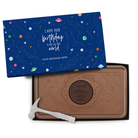 Engraved Premium Chocolate Out Of This World Birthday w/ Personalized Message 1lb Grand Bar