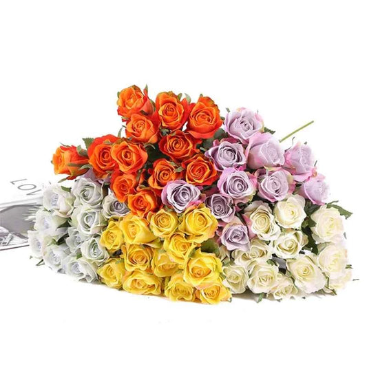 50cm Red Rose Silk Artificial roses White Flowers Bud Fake Flowers for Home Valentine's Day gift Wedding Decoration indoor Decor