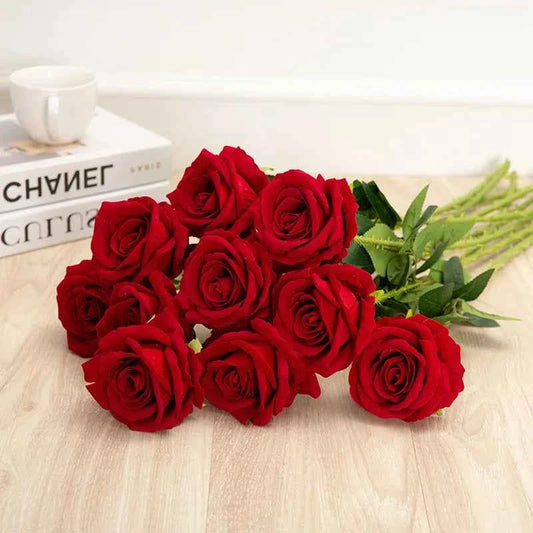 50cm Red Rose Silk Artificial roses White Flowers Bud Fake Flowers for Home Valentine's Day gift Wedding Decoration indoor Decor