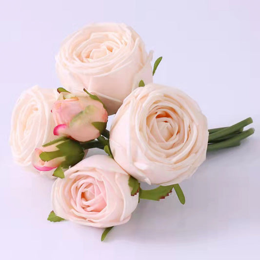 REAL TOUCH ROSE GARDEN 9 INCH BOUQUET - SOFT PINK - 6 BLOOMS
