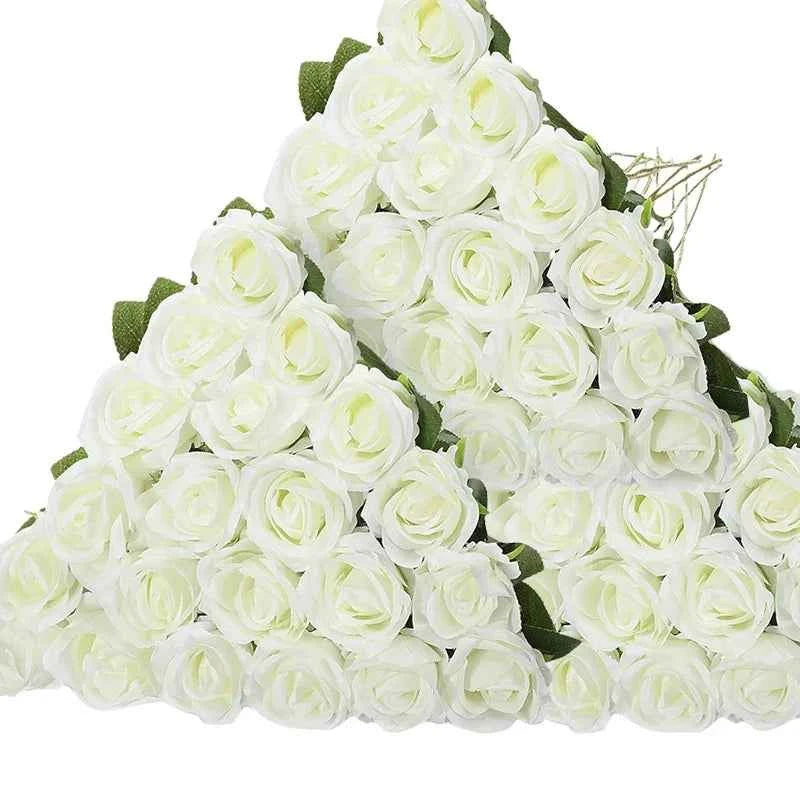 50PCS Fake Roses Artificial Roses Flowers Bulk Silk Rose for Valentine's Day Wedding Anniversary Bridal Bouquet DIY Home Decor