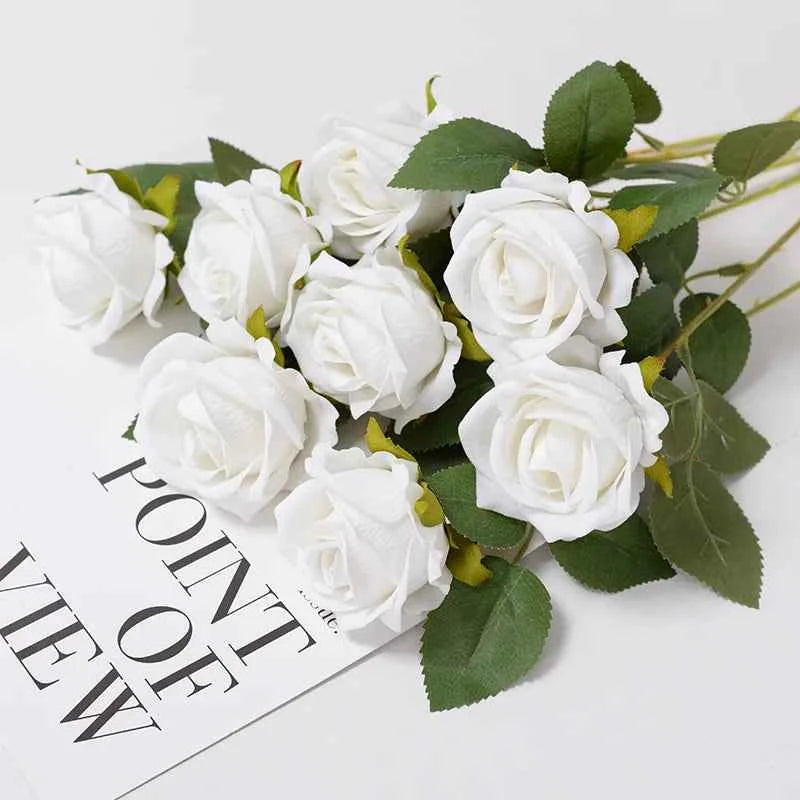 3/5/10/20pcs Roses Artificial Flowers Rose Flower Branch Artificial Red Roses Realistic Fake Rose for Wedding Home Decor