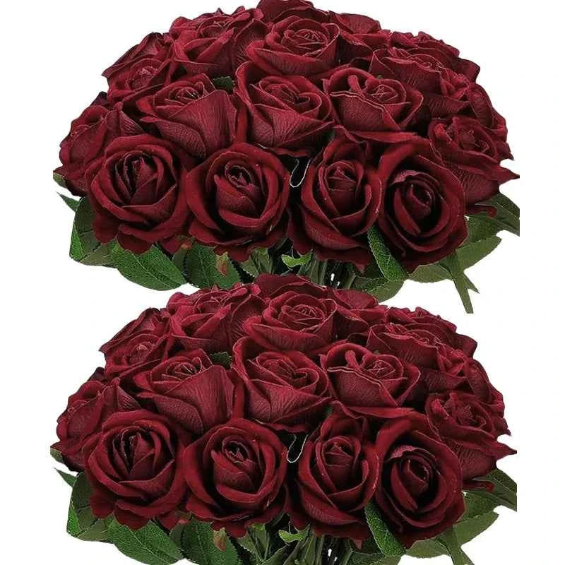 50PCS Fake Roses Artificial Roses Flowers Bulk Silk Rose for Valentine's Day Wedding Anniversary Bridal Bouquet DIY Home Decor