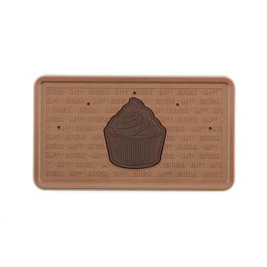 Engraved Premium Chocolate Birthday Cupcake w/ Personalized Message 2lb Indulgent Bar