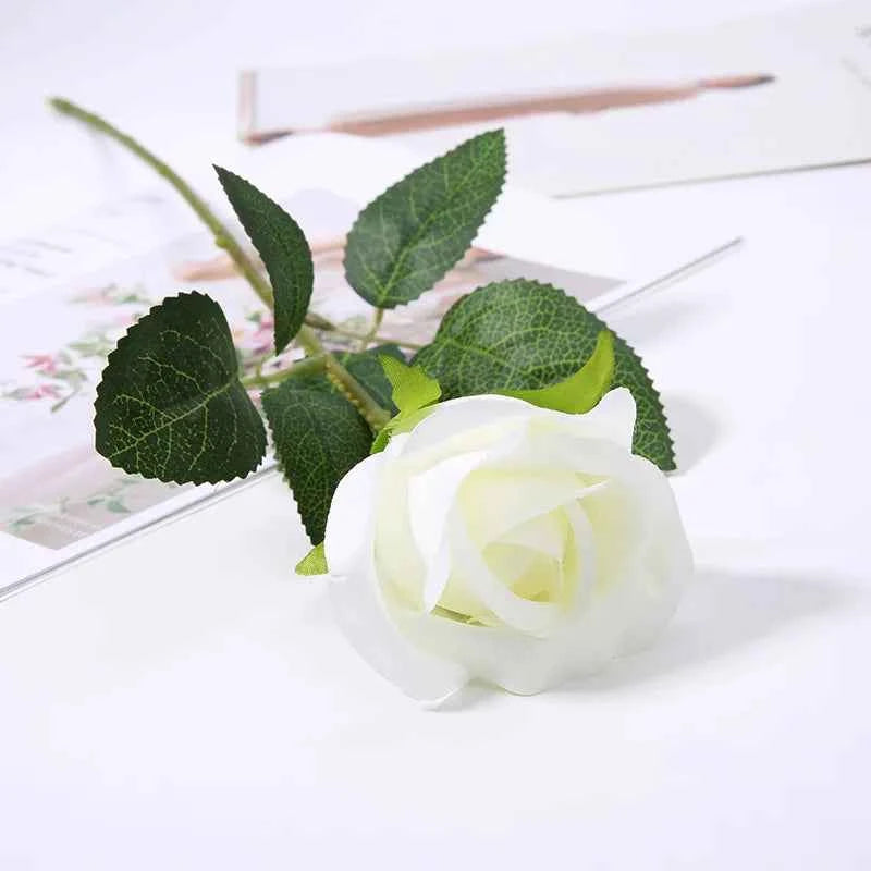 50cm Red Rose Silk Artificial roses White Flowers Bud Fake Flowers for Home Valentine's Day gift Wedding Decoration indoor Decor