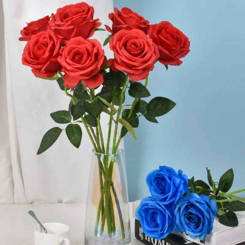 10pcs 52CM Long Artificial Flowers Red Fake Rose Flowers Home Decor for Bridal Wedding Bouquet Birthday Flowers Party Garden