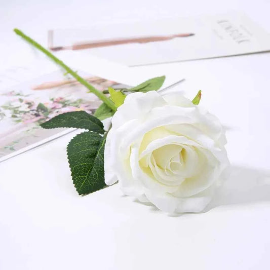 50cm Red Rose Silk Artificial roses White Flowers Bud Fake Flowers for Home Valentine's Day gift Wedding Decoration indoor Decor