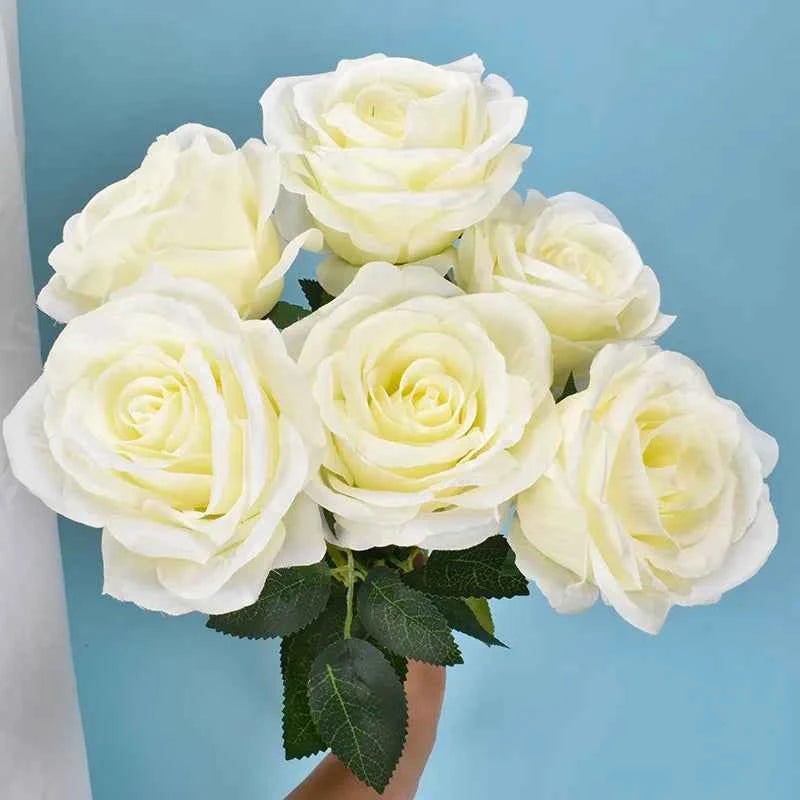10pcs 52CM Long Artificial Flowers Red Fake Rose Flowers Home Decor for Bridal Wedding Bouquet Birthday Flowers Party Garden