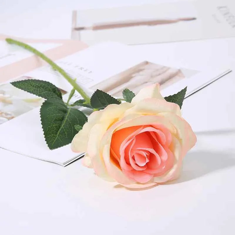 50cm Red Rose Silk Artificial roses White Flowers Bud Fake Flowers for Home Valentine's Day gift Wedding Decoration indoor Decor