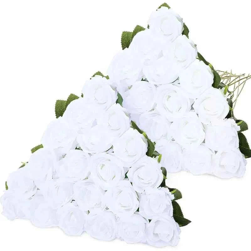 50PCS Fake Roses Artificial Roses Flowers Bulk Silk Rose for Valentine's Day Wedding Anniversary Bridal Bouquet DIY Home Decor