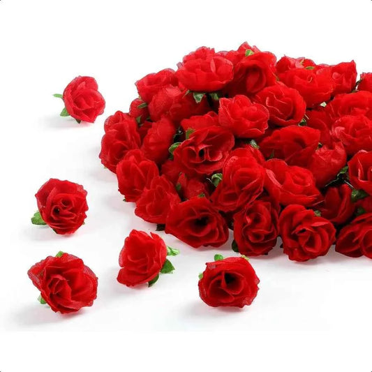 100 Pcs 1.3 inches Mini Red Rose Head Red Roses Artificial Flowers for Home Wedding Bouquet Flower Wall Garden DIY Party Birthd