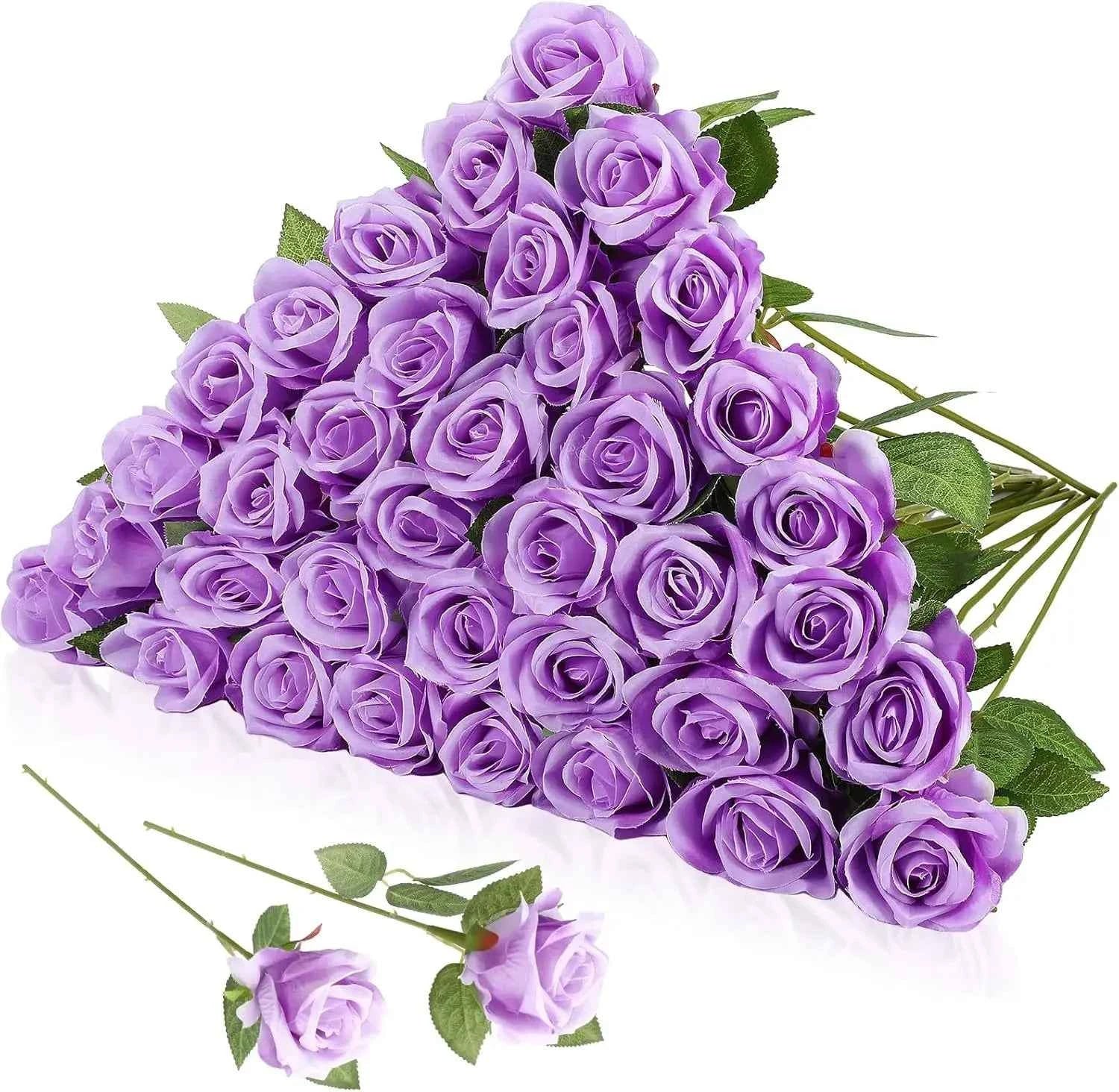 50PCS Fake Roses Artificial Roses Flowers Bulk Silk Rose for Valentine's Day Wedding Anniversary Bridal Bouquet DIY Home Decor