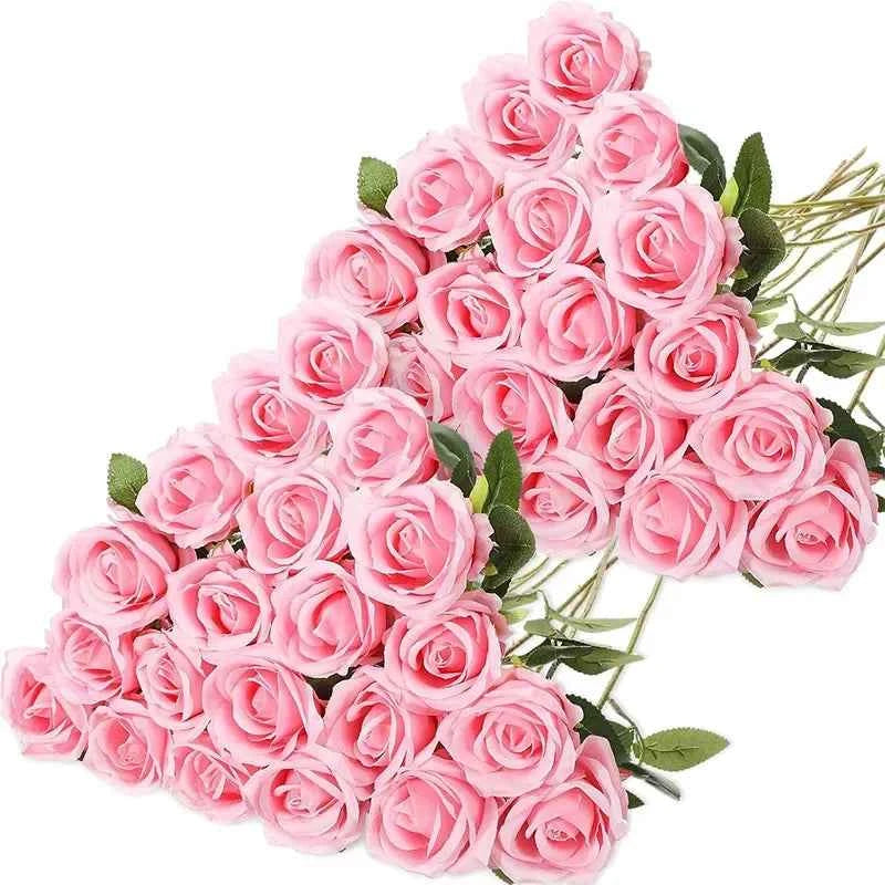 50PCS Fake Roses Artificial Roses Flowers Bulk Silk Rose for Valentine's Day Wedding Anniversary Bridal Bouquet DIY Home Decor