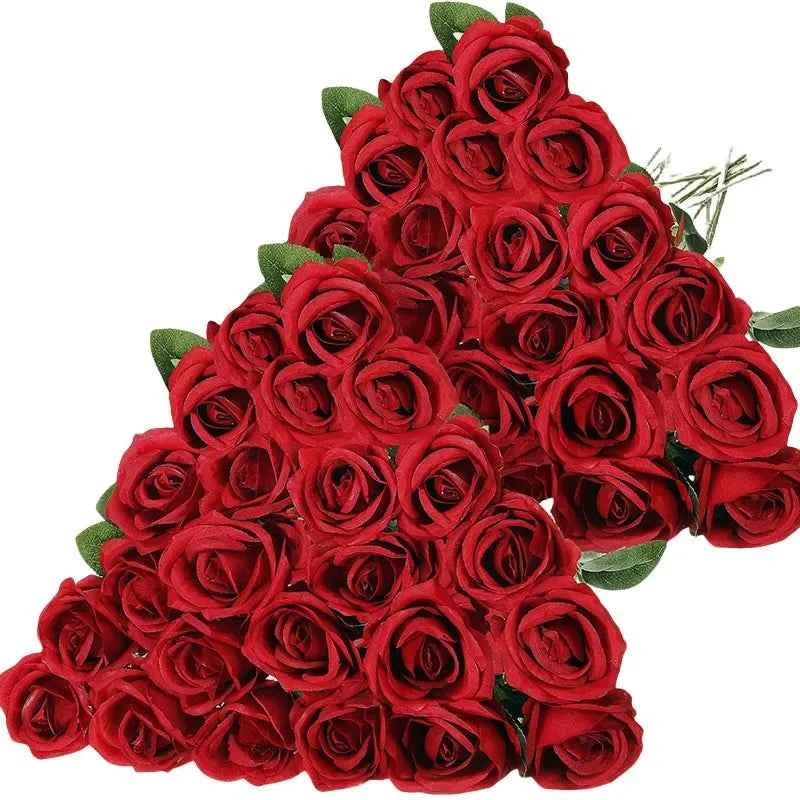 50PCS Fake Roses Artificial Roses Flowers Bulk Silk Rose for Valentine's Day Wedding Anniversary Bridal Bouquet DIY Home Decor