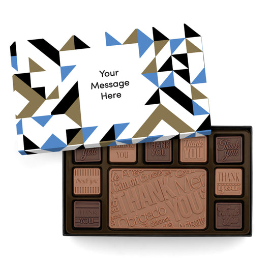 Engraved Premium Chocolate Thank You w/ Personalized Message 19-Piece Ensemble (Milk & Dark Border)